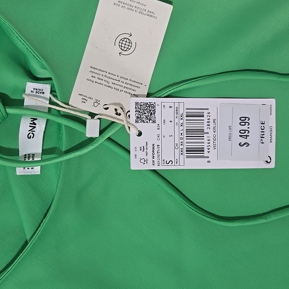 Mango Lupe cowl neck dress in green Sz S NWT - Picture 7 of 7